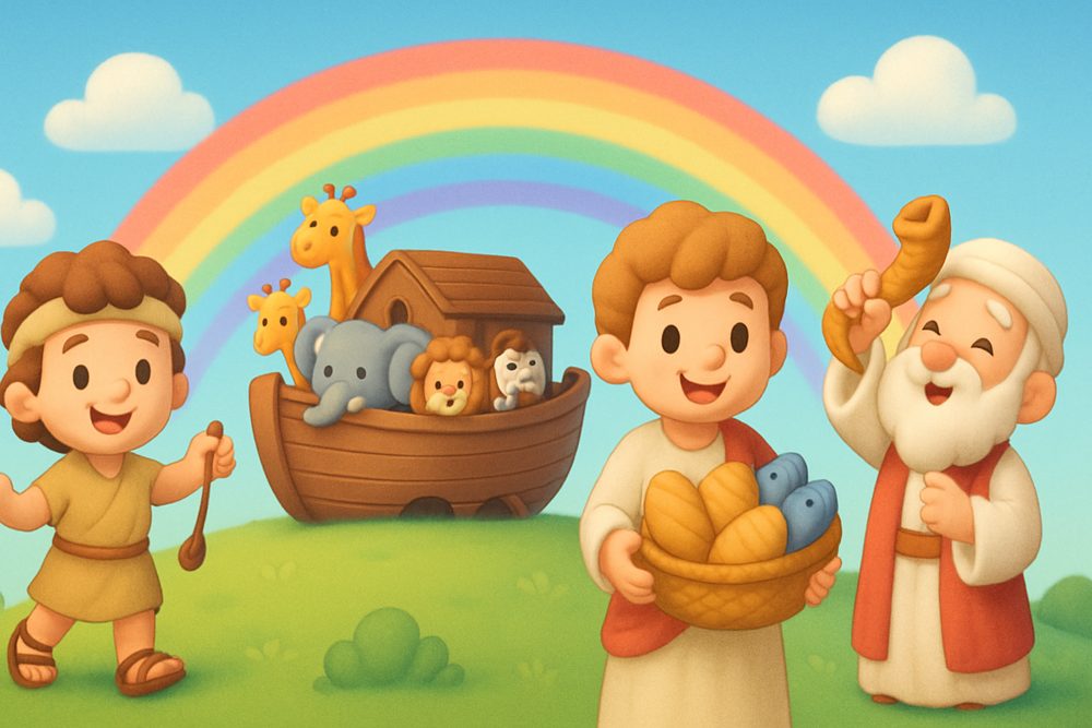 Personagens da Bíblia felizes juntos